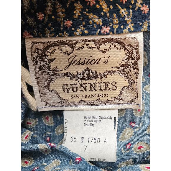 Vintage 1970's Gunne Sax Tiered Skirt, Blue Floral, Sz 7 - Picture 5 of 5